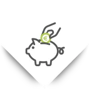 icono de cerdito hucha con moneda entrando